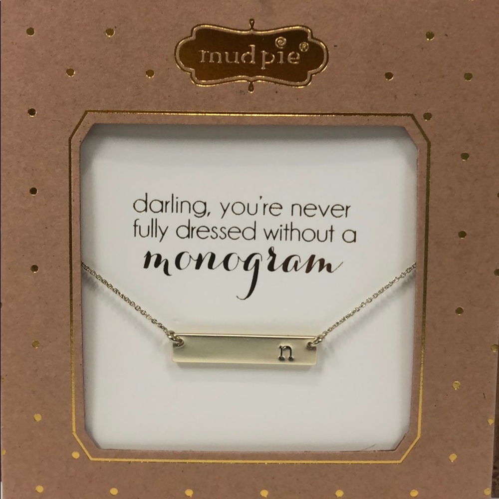Mud Pie Chelsea Initial n Bar Necklace